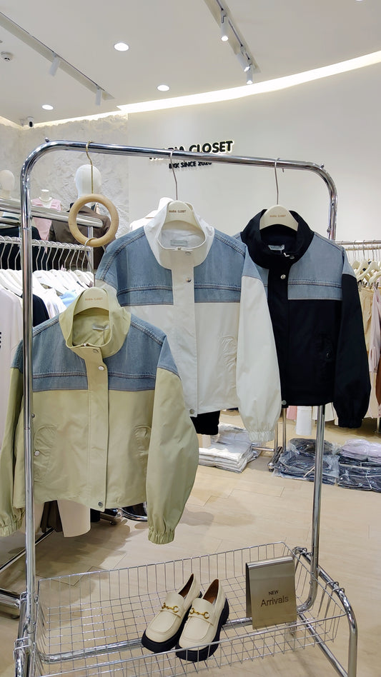 The "Denim Panel" Zip-Up Jacket