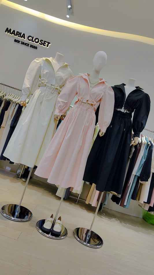 The "Puff Sleeve Drawstring" Skirt Set