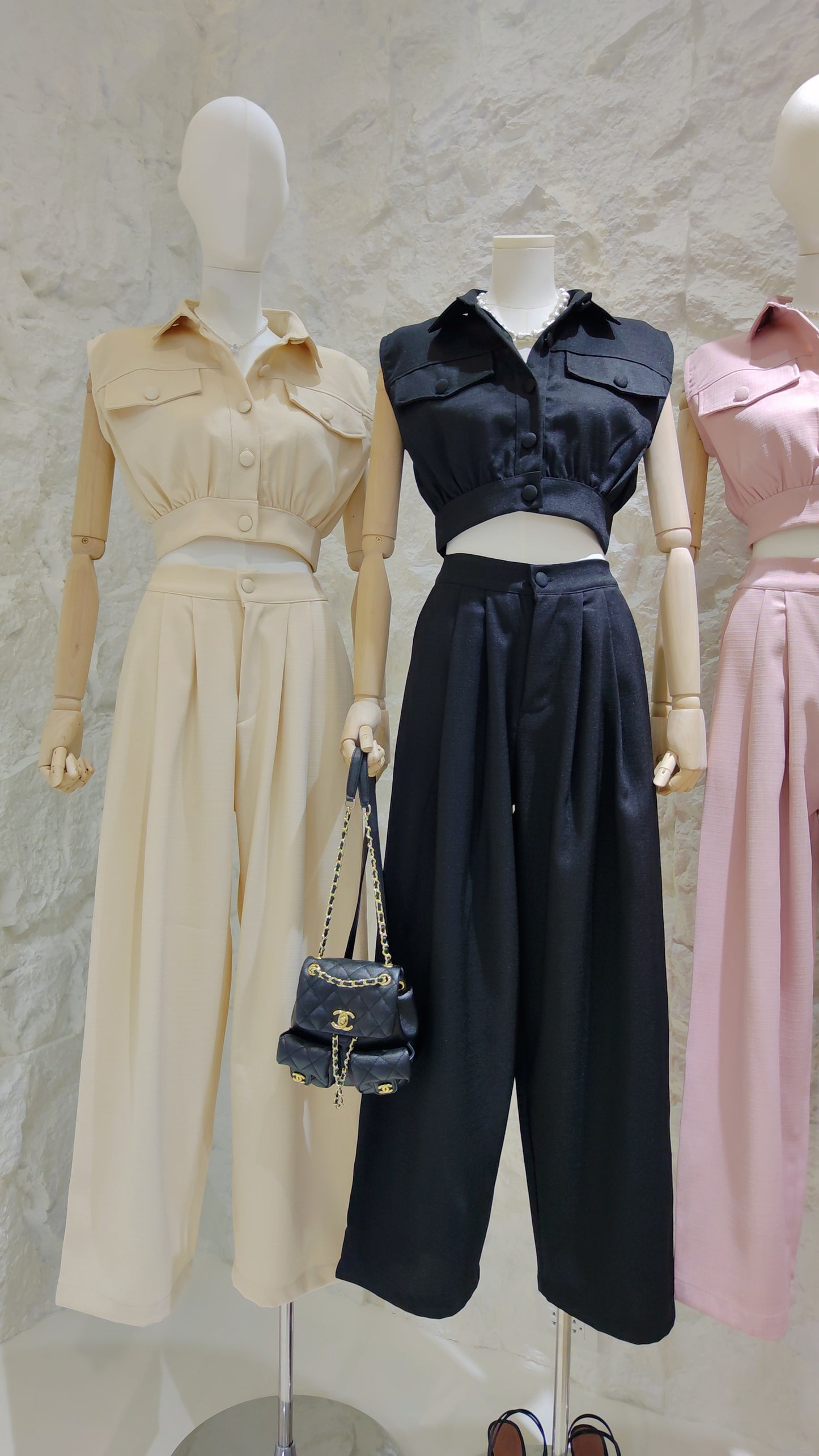 The "Bouclé" Cropped Vest Set