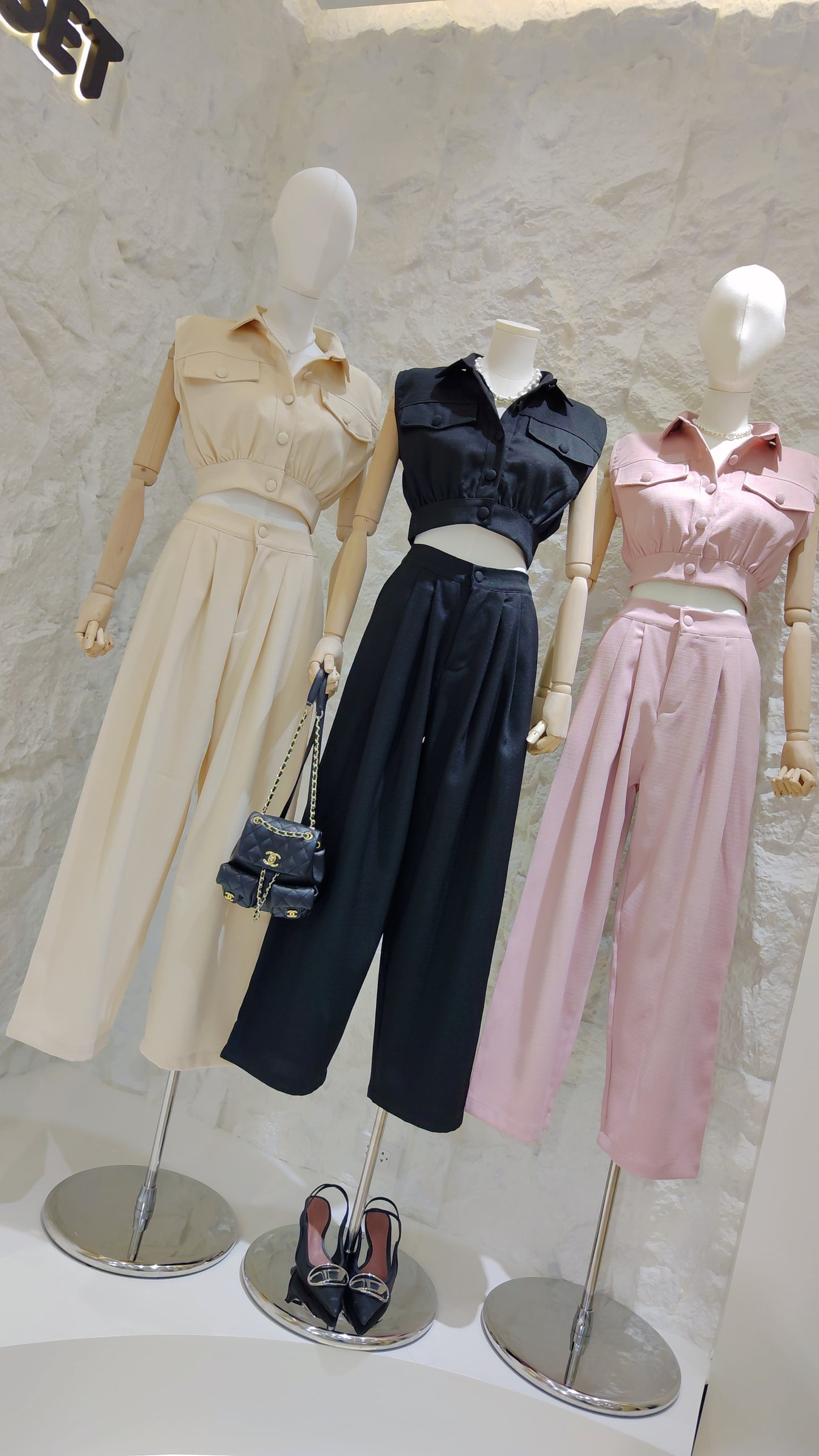 The "Bouclé" Cropped Vest Set