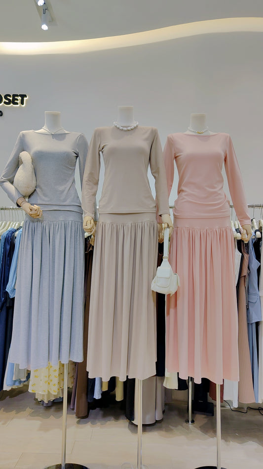 The "Flowy Knit Skirt" Two-Piece Set: