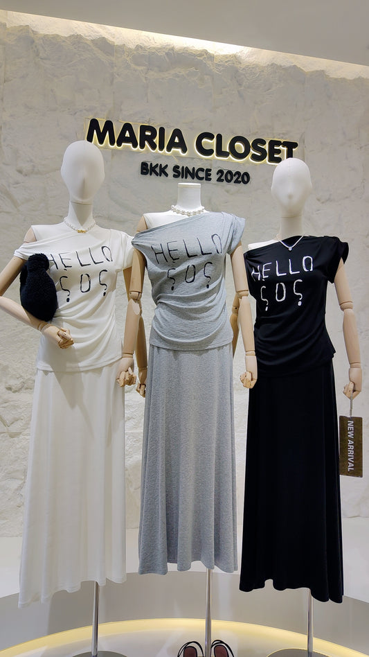 The "HELLO SOS" Graphic Top & Skirt Set
