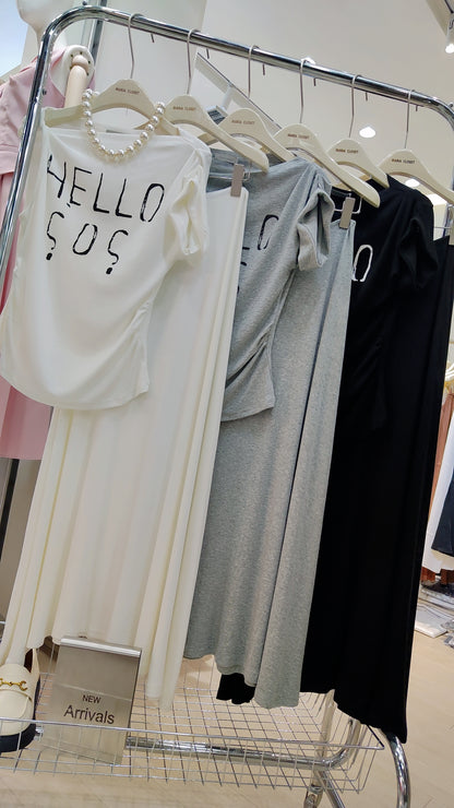 The "HELLO SOS" Graphic Top & Skirt Set