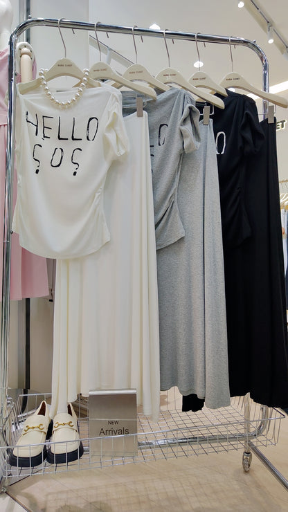 The "HELLO SOS" Graphic Top & Skirt Set
