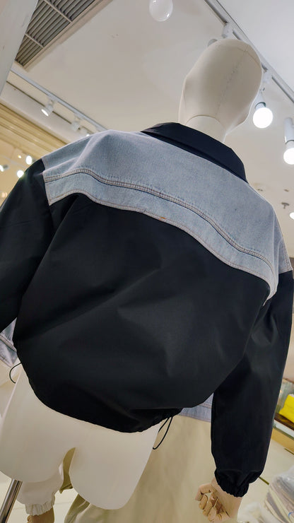 The "Denim Panel" Zip-Up Jacket