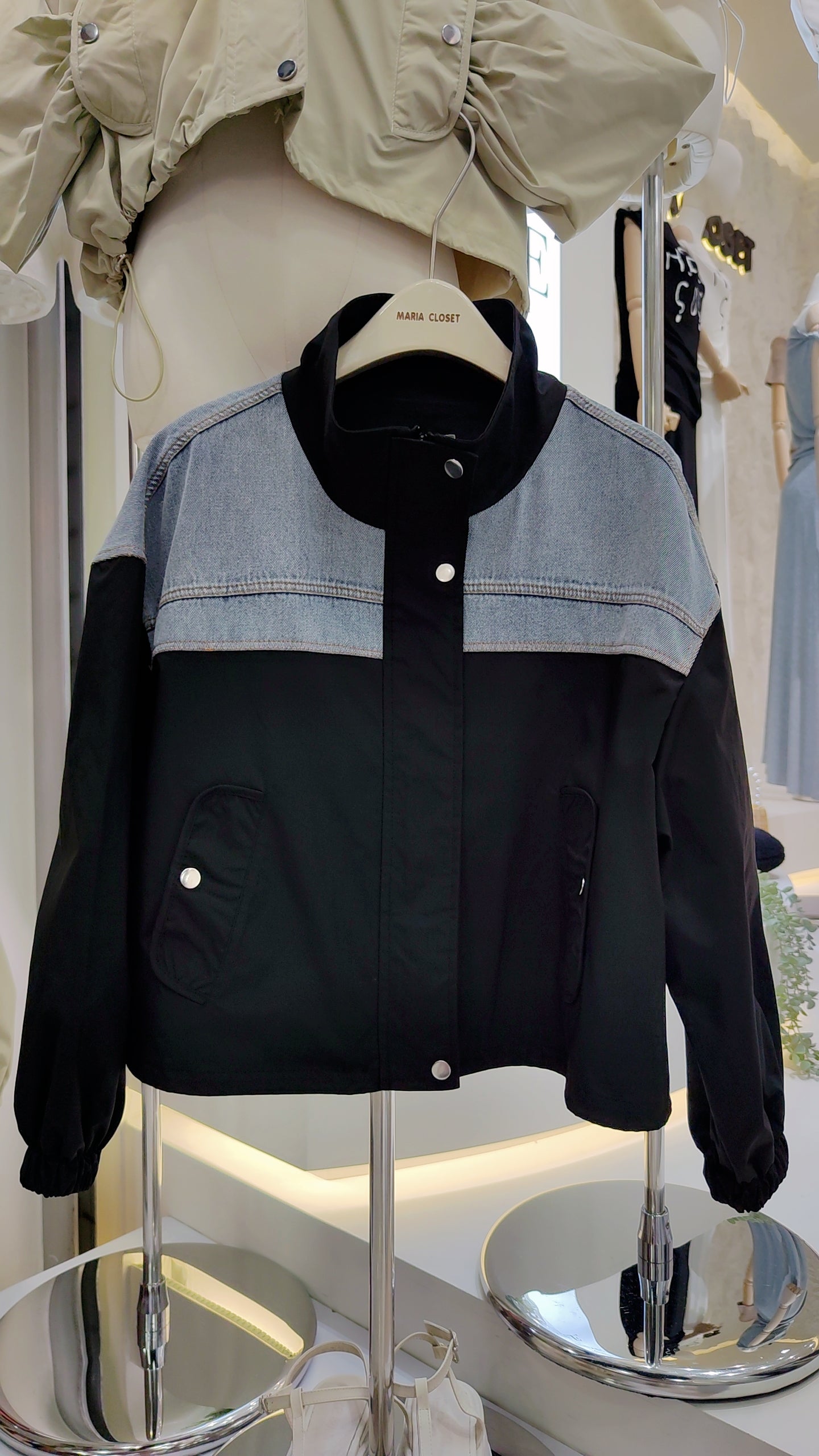 The "Denim Panel" Zip-Up Jacket
