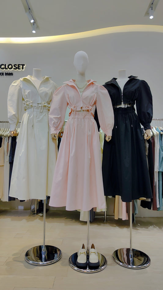 The "Puff Sleeve Drawstring" Skirt Set