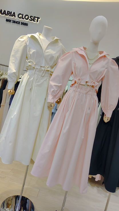 The "Puff Sleeve Drawstring" Skirt Set