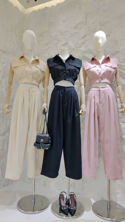 The "Bouclé" Cropped Vest Set