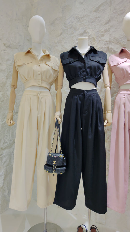 The "Bouclé" Cropped Vest Set