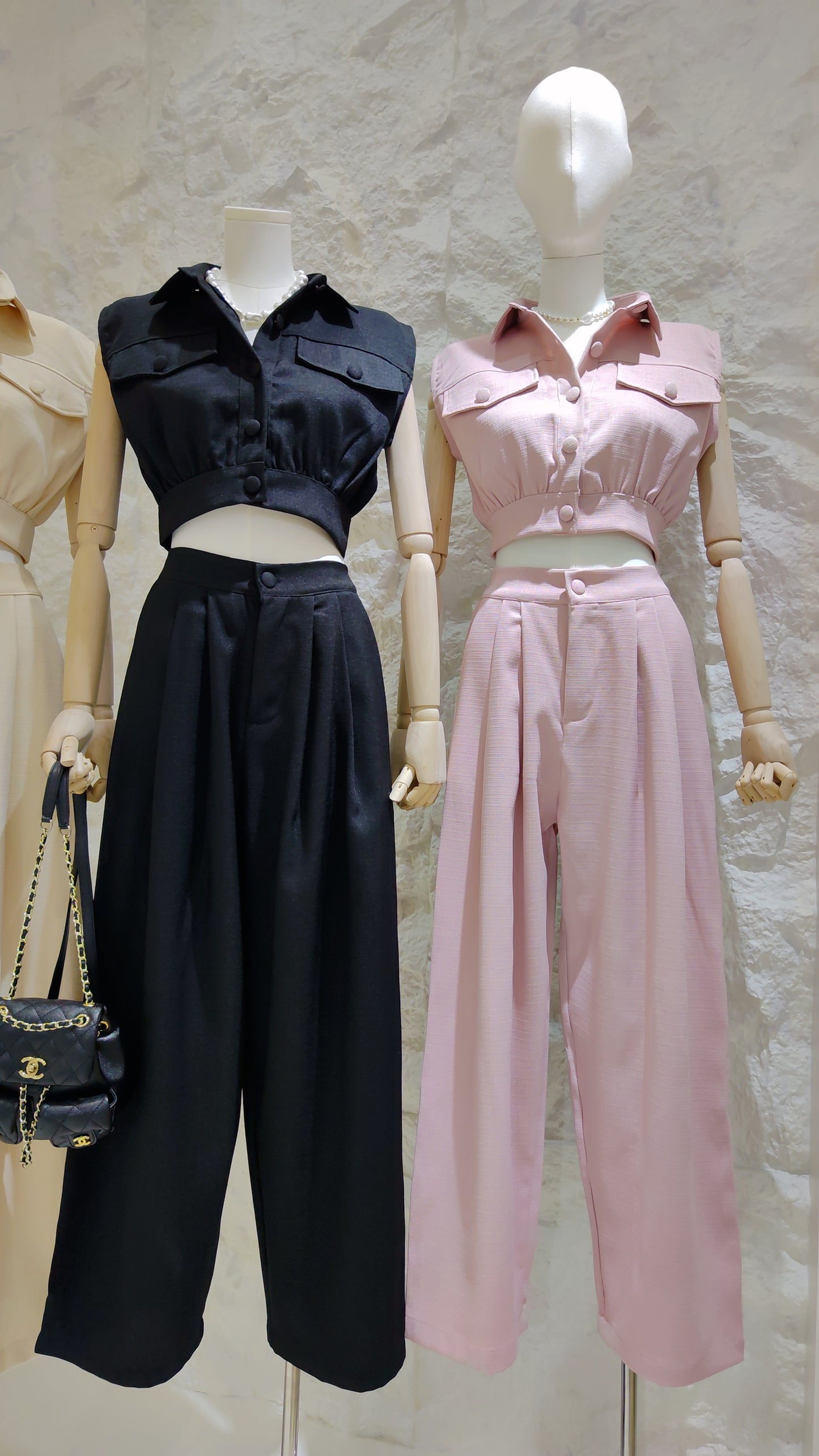 The "Bouclé" Cropped Vest Set