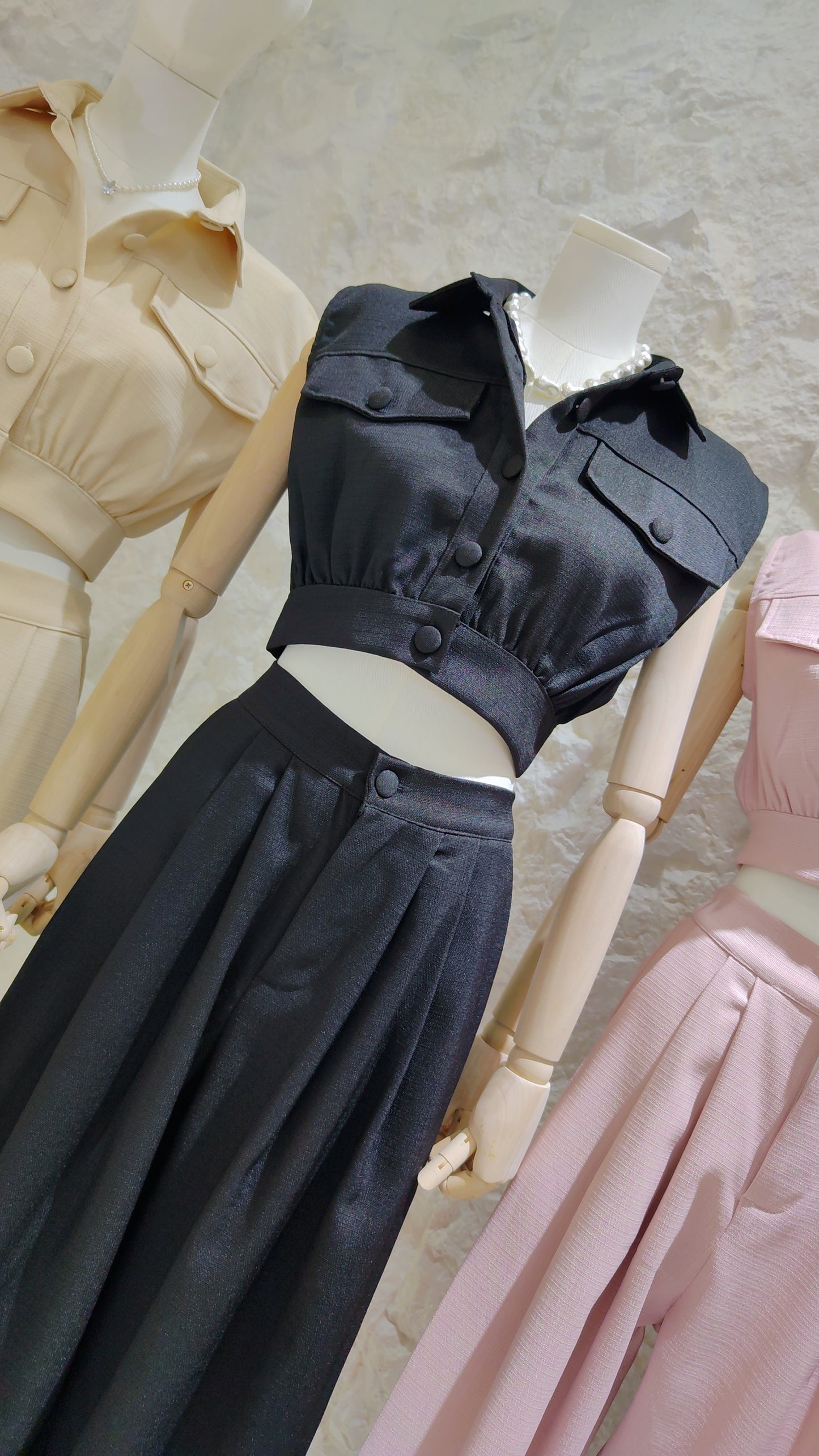 The "Bouclé" Cropped Vest Set