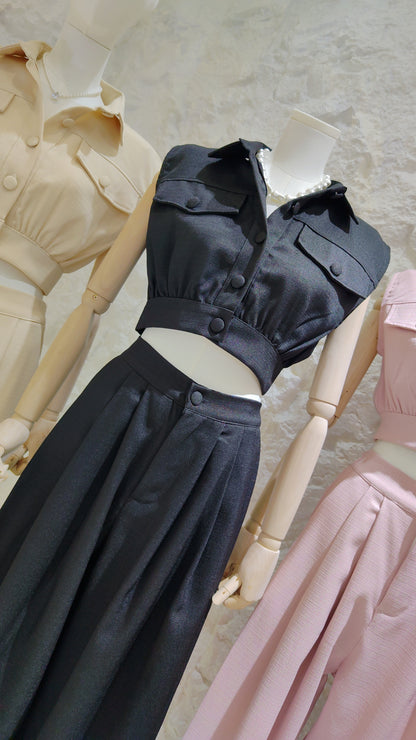 The "Bouclé" Cropped Vest Set