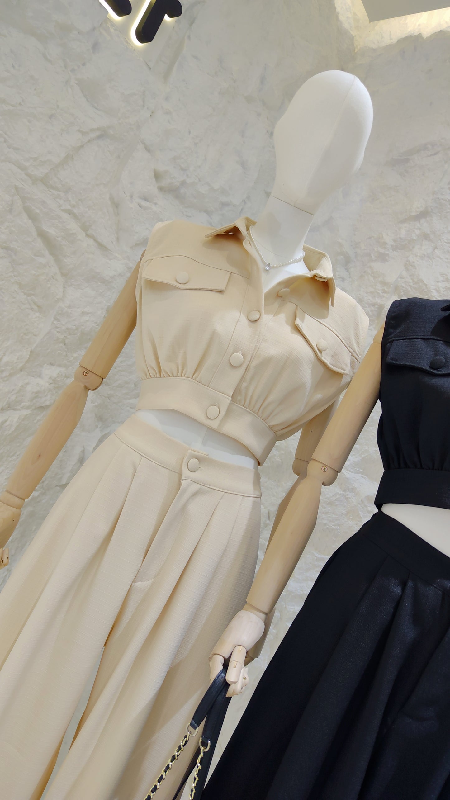 The "Bouclé" Cropped Vest Set