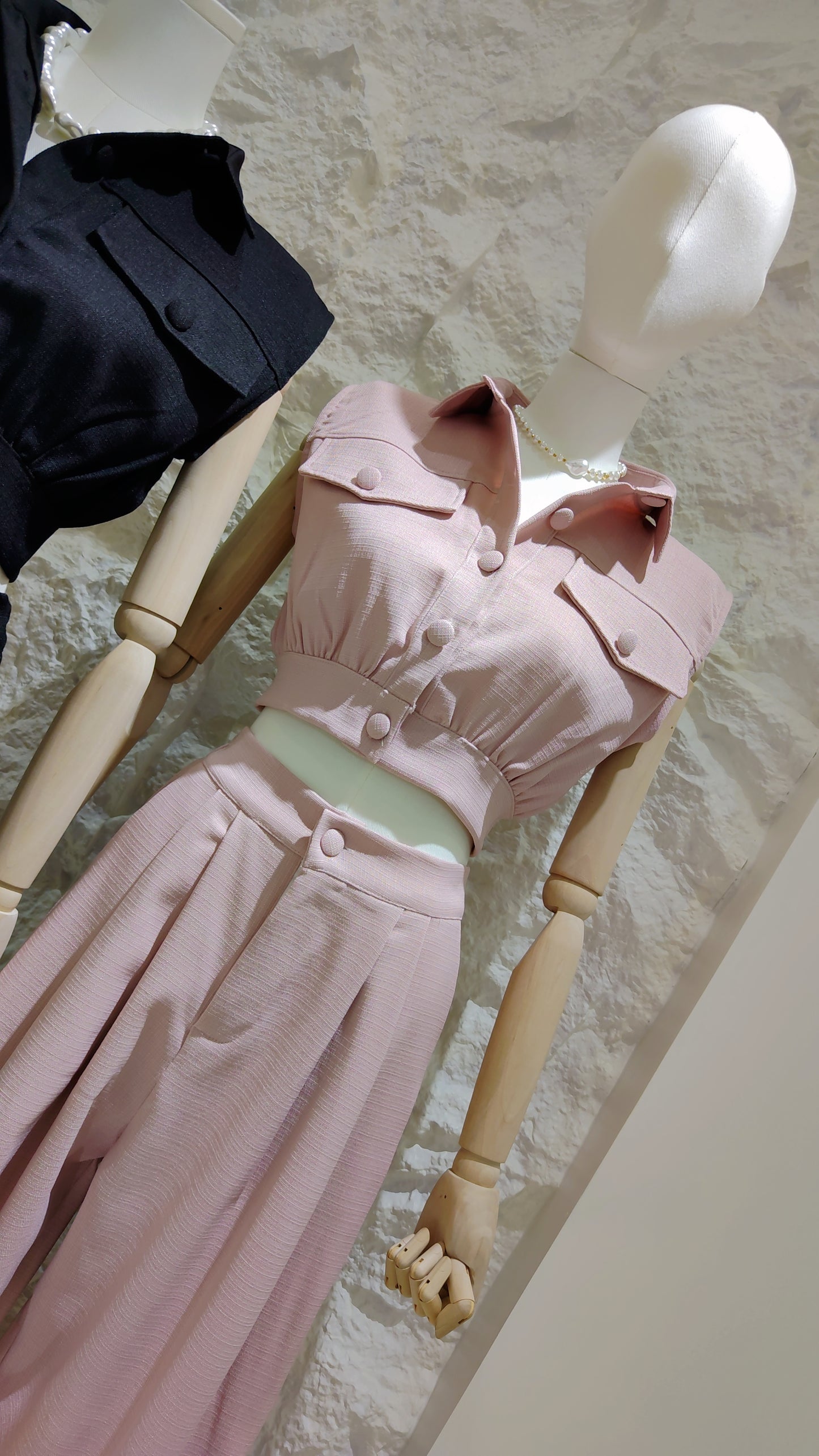 The "Bouclé" Cropped Vest Set