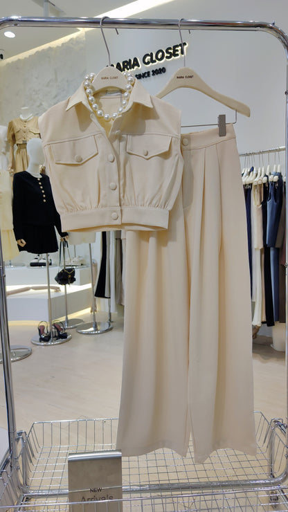 The "Bouclé" Cropped Vest Set