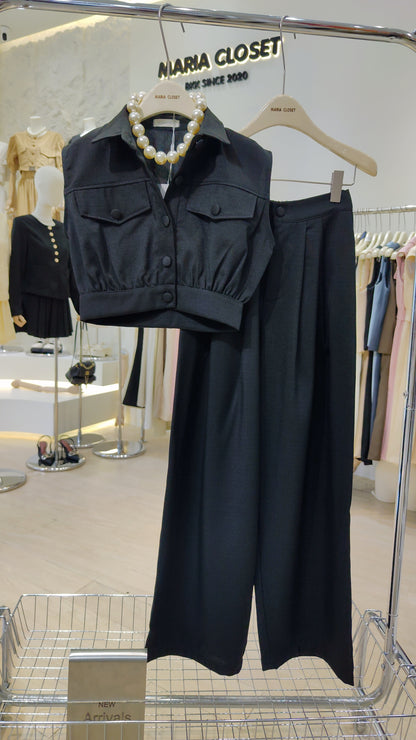 The "Bouclé" Cropped Vest Set