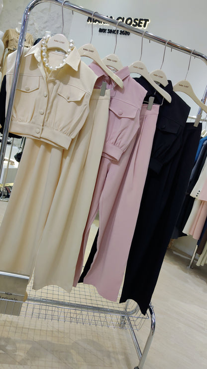 The "Bouclé" Cropped Vest Set