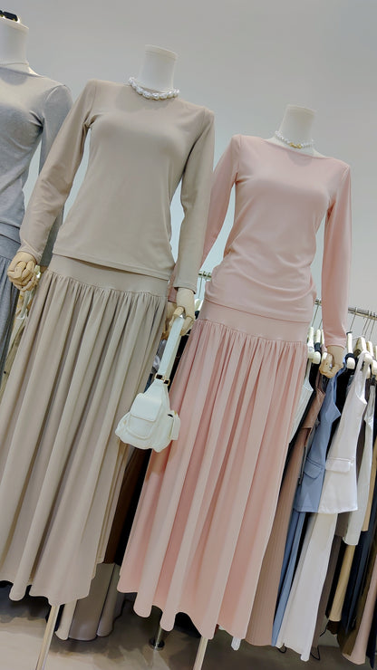 The "Flowy Knit Skirt" Two-Piece Set:
