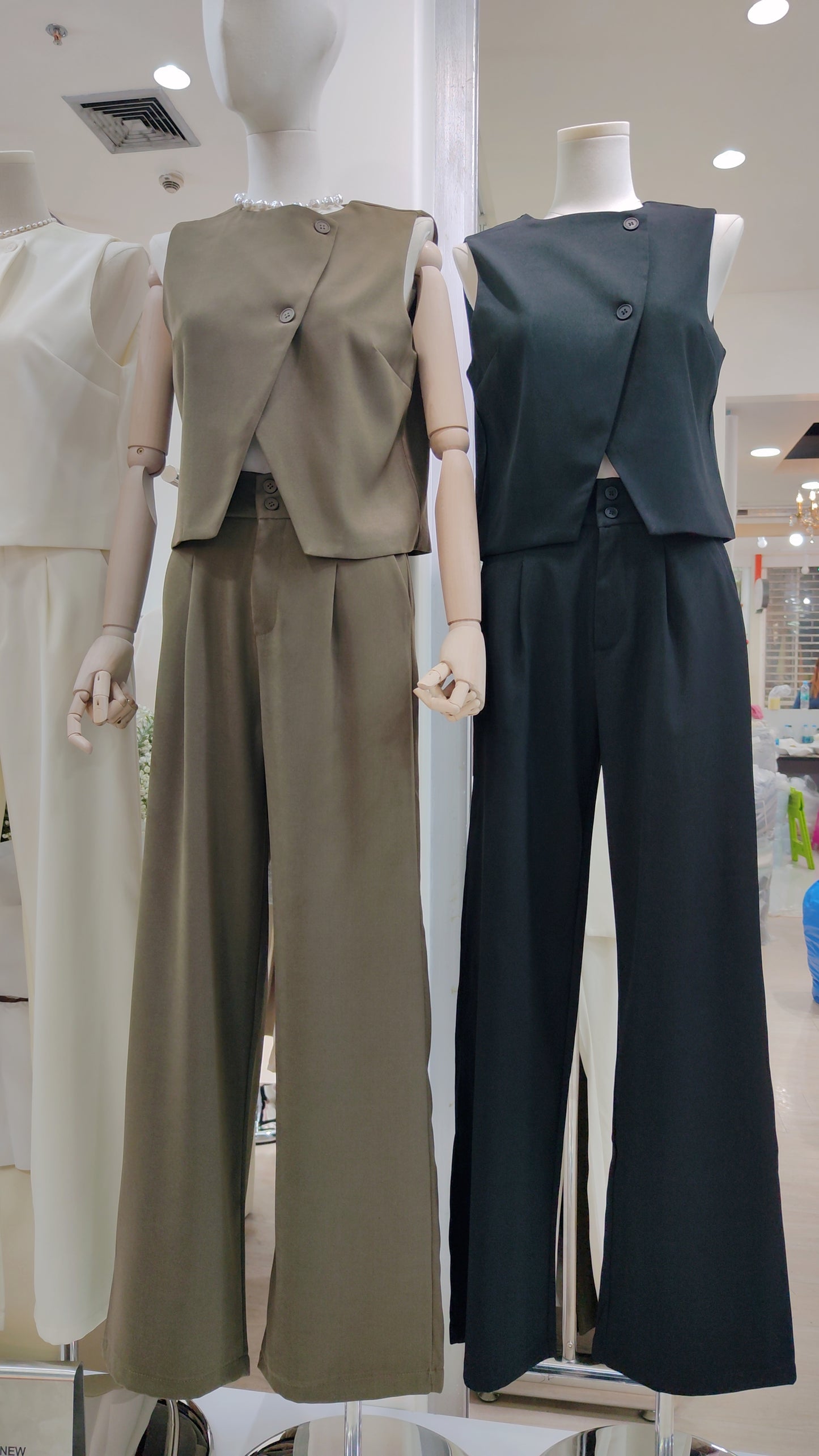 The "Diagonal" Button Vest Set