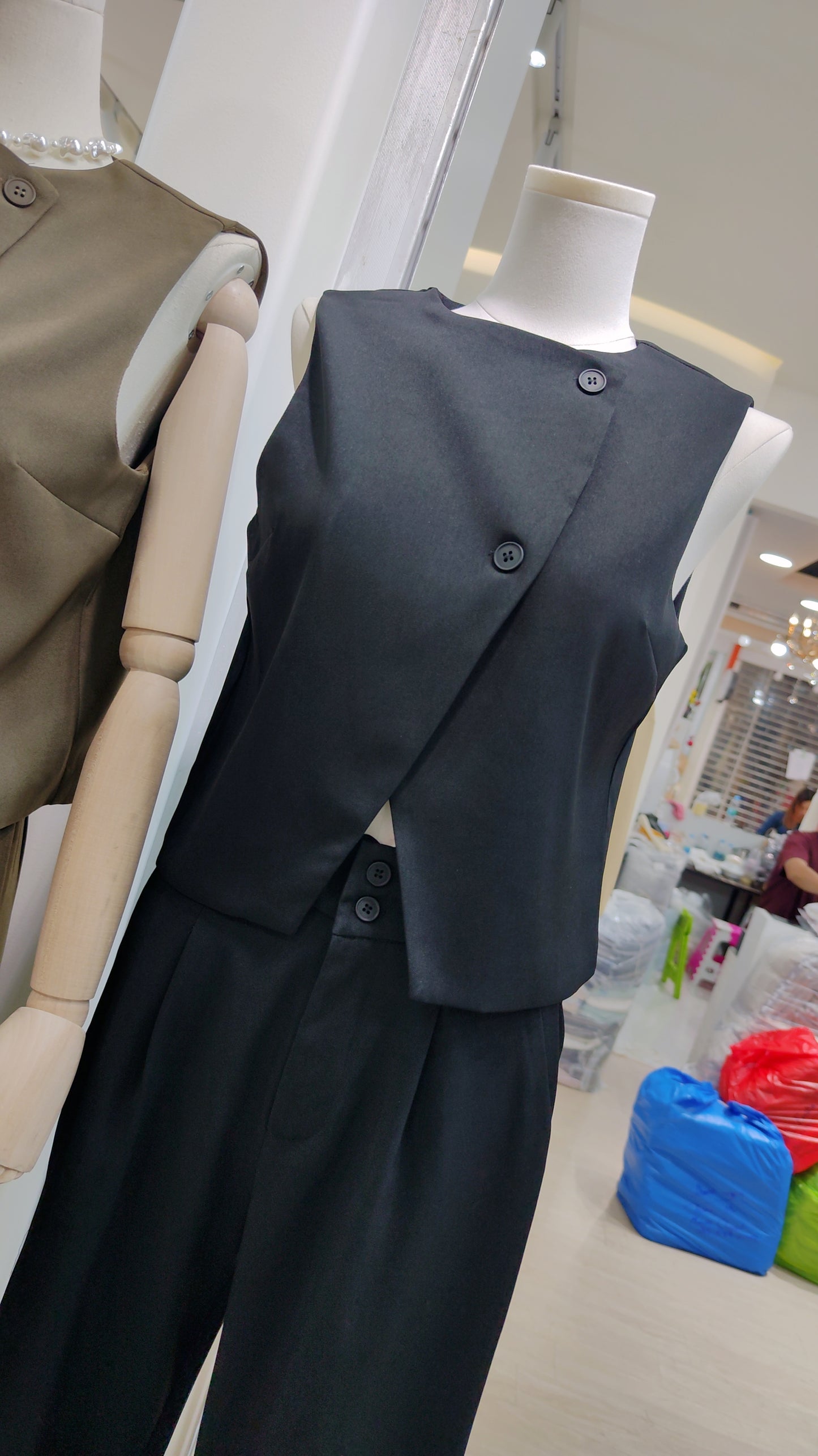 The "Diagonal" Button Vest Set