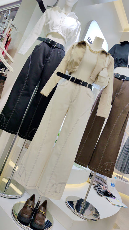 The "Stitchwork" Wide-Leg Trousers